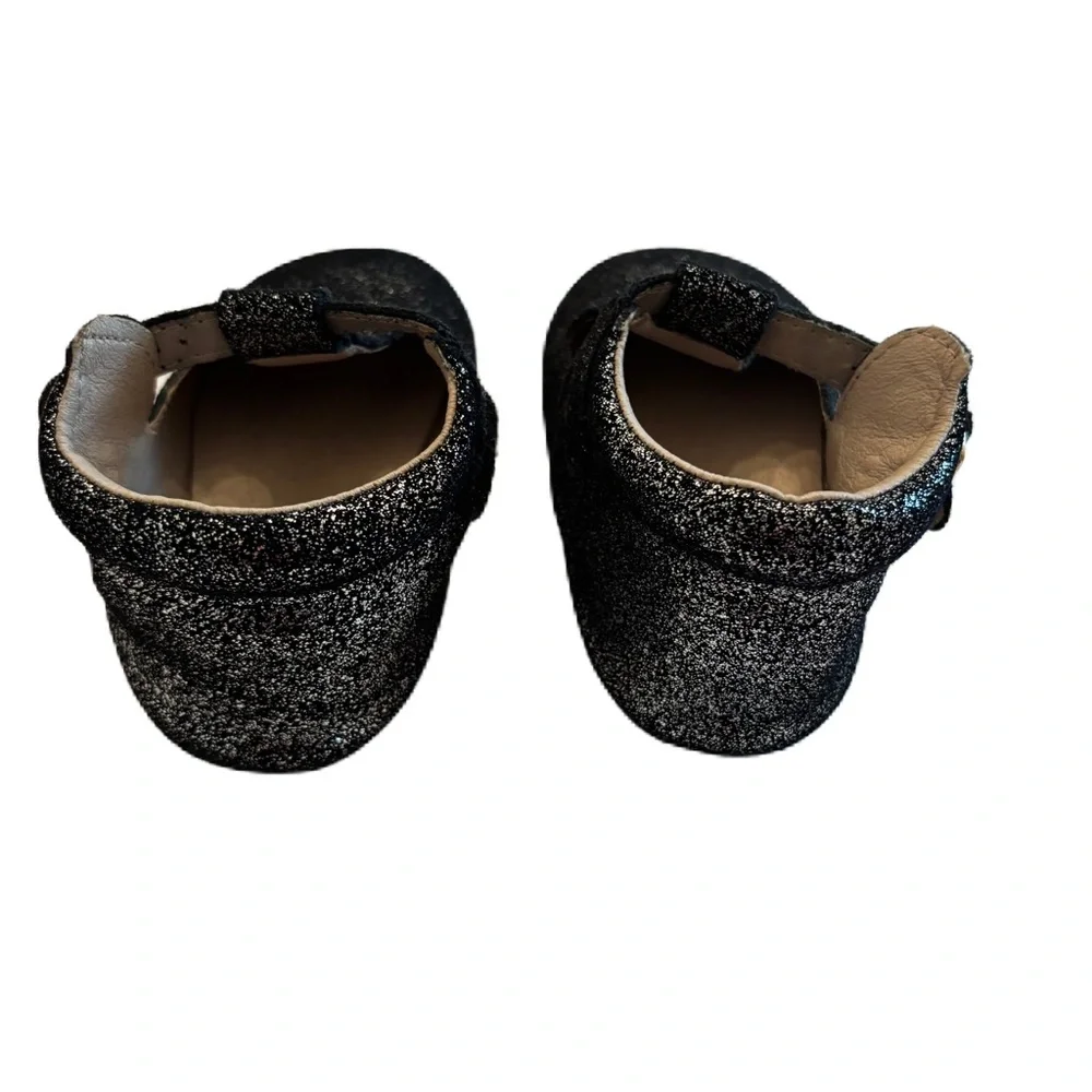 Monkey Feet Black Sparkle T-Bar Mary Jane Shoes Size 2-3Y